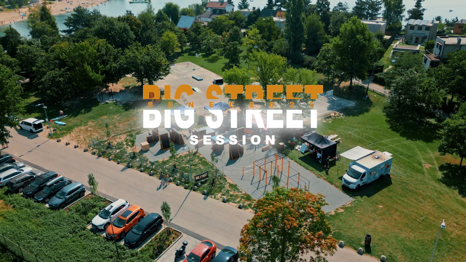 YouTube thumbnail aftermovie Big Street Session 2025 – dronový záber spotu